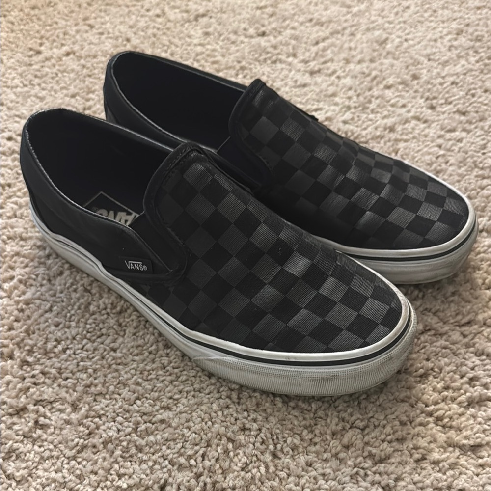 Vans Men's Black Checkered Slip-On Shoes